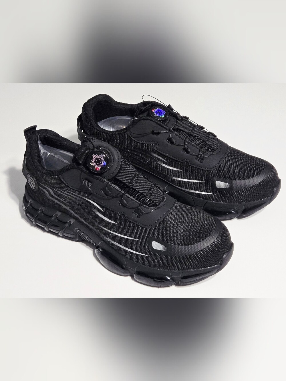Men’s Black Athletic Sneakers Size EU 46 / US 12 Quick Dial Lace Running Shoes